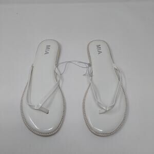 MIA Womens White Flip Flops Thong Sandals Flat Minimal Size 9 NEW